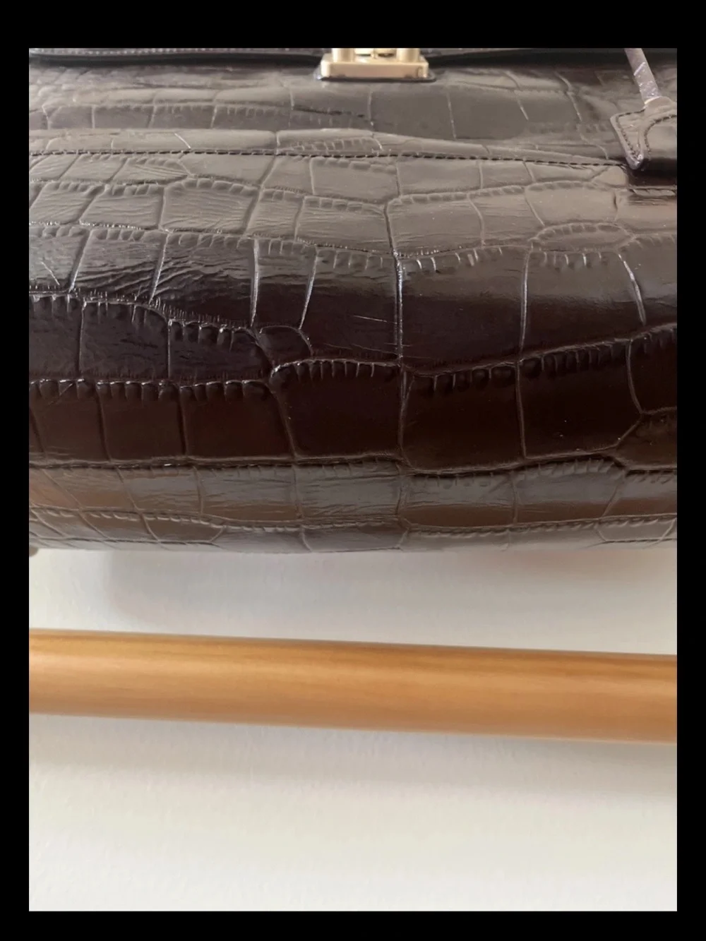 Talbots Dark Brown Croc-Embossed Structured briefcase 💼 business Satchel